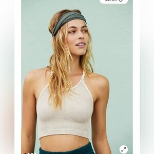 Free People Happiness Runs Crop Tank medium large or M/L ribbed sports bra EUC